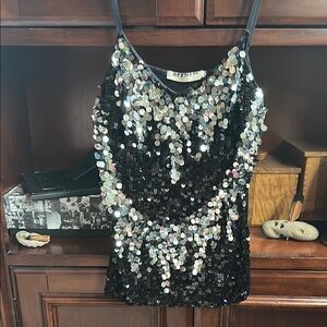 Mystic Black Sequin Tank Top